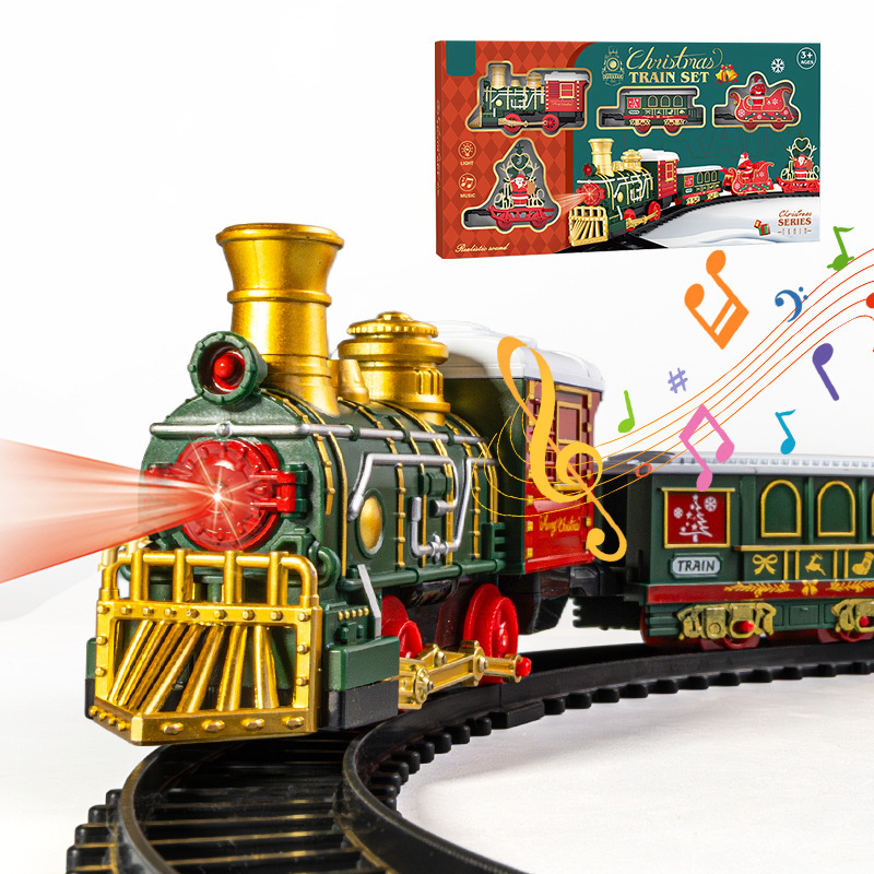 国境を越えたクリスマス電車シミュレーション照明効果音クラシック列車モデルギフト小さな列車線路おもちゃ|undefined