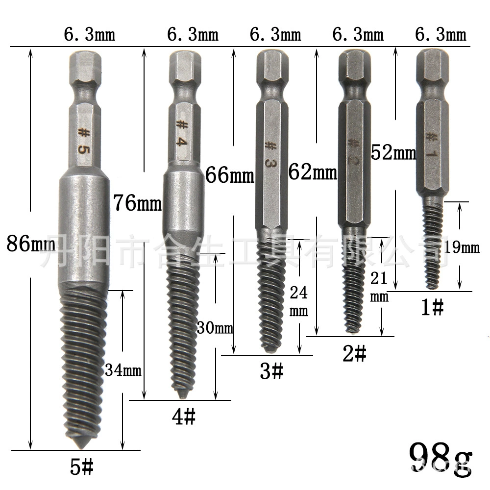 5 шт., экстрактор для винтов с шестигранной ручкой и сломанной головкой для удаления скользящего винта, набор инструментов для удаления электрической шестигранной сломанной проволоки