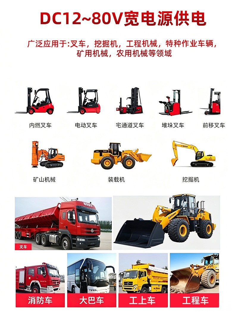 Forklift, Excavator, Engineering Vehicle Warning Flashing Marker Light, Reversing Radar, Blind Spot Red Sound and Light Alarm, Radar