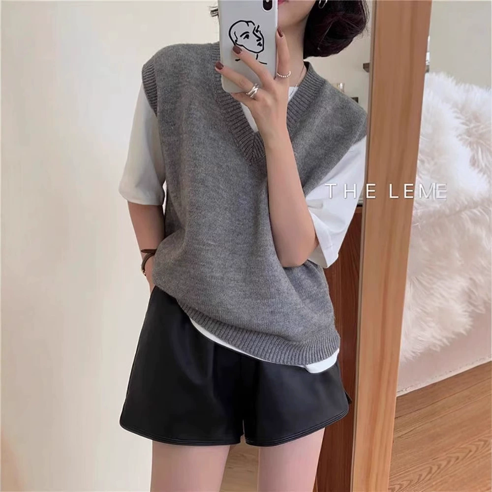 Высококачественный осенне-зимний жилет TikTok Tmall, новый жилет без рукавов с V-образным вырезом жилет женский свитер пальто жилет Топ