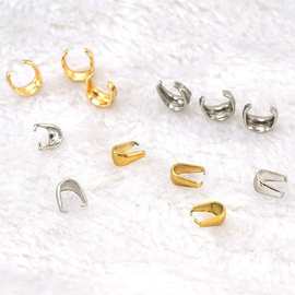 跨境欧美304不锈钢瓜子扣18K金吊坠扣项链扣DIY饰品配件现货批发