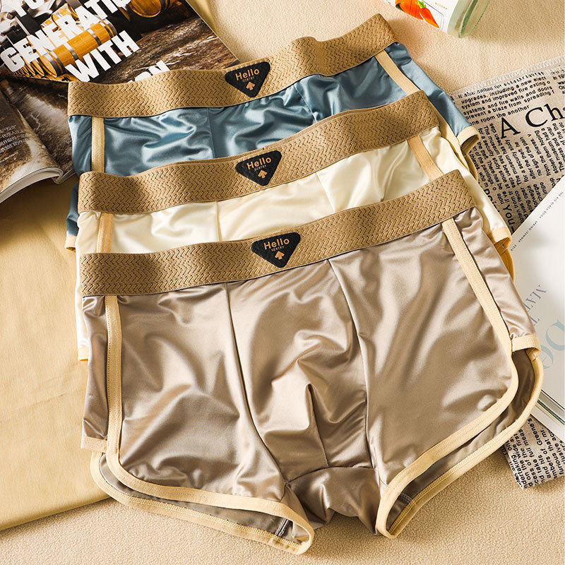 Light Luxury Satin Underwear Men's Ice Silk Nylon Antibacterial Crotch Naked Feeling 2025 New Summer Boys' Boxer Briefs