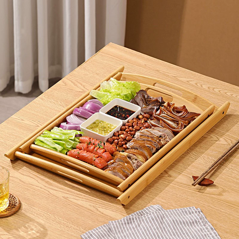 # Блюдо из баранины ломтиков с ручкой мясной поднос деревянный прямоугольный маринованная баранина копченый соус бамбуковая поднос