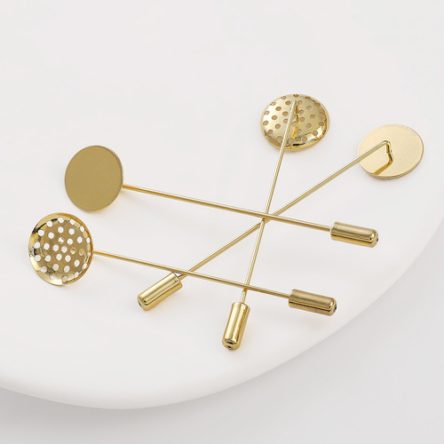 Color-preserving 14K gold-plated one-piece pinback accessory with silicone sleeve DIY handmade 9-digit copper brooch material accessory components