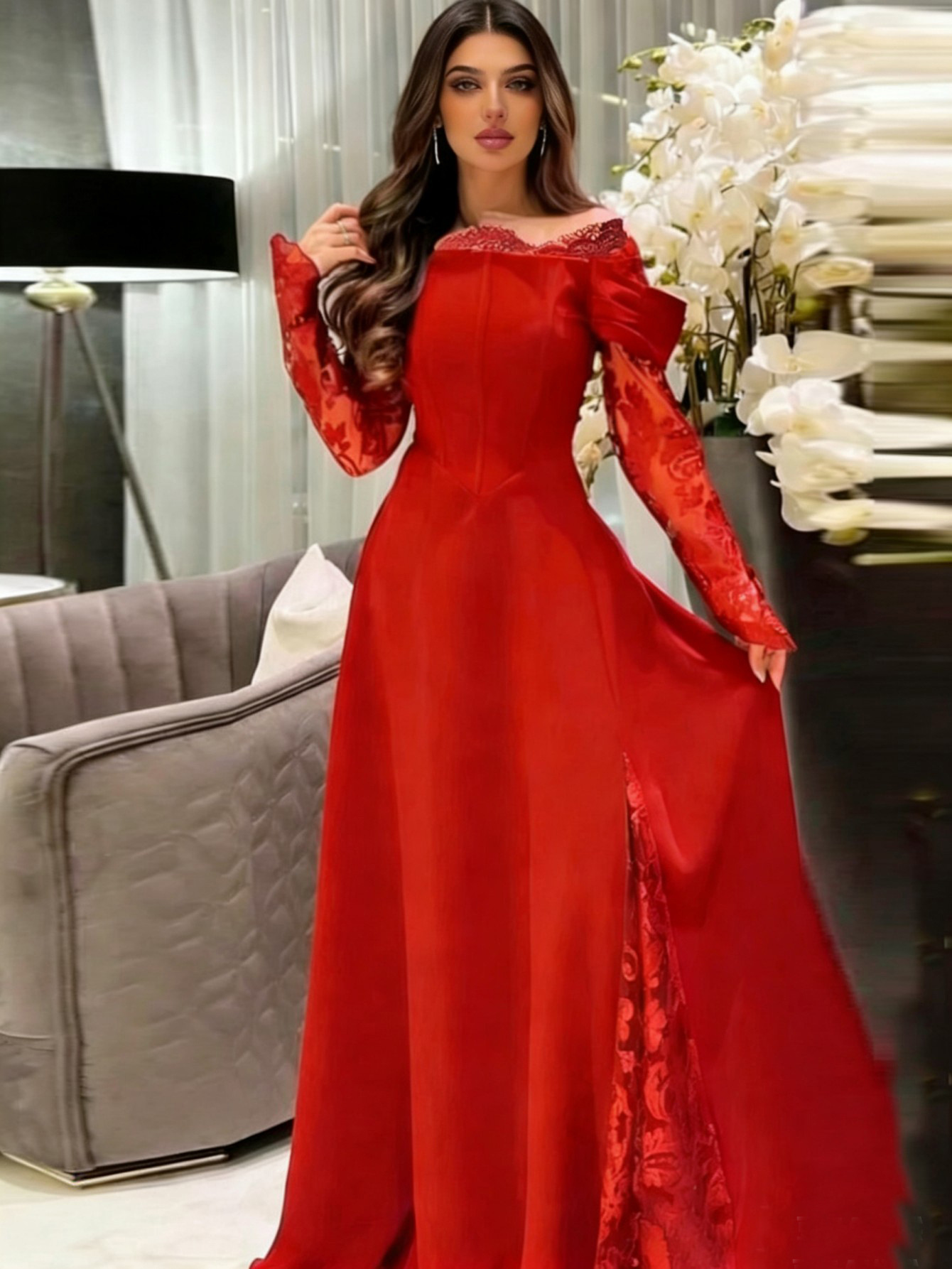 Europa y los Estados Unidos de comercio exterior ropa de mujer transfronteriza nuevo vestido de Amazon color sólido elegante ligero lujoso sexy vestido de fiesta