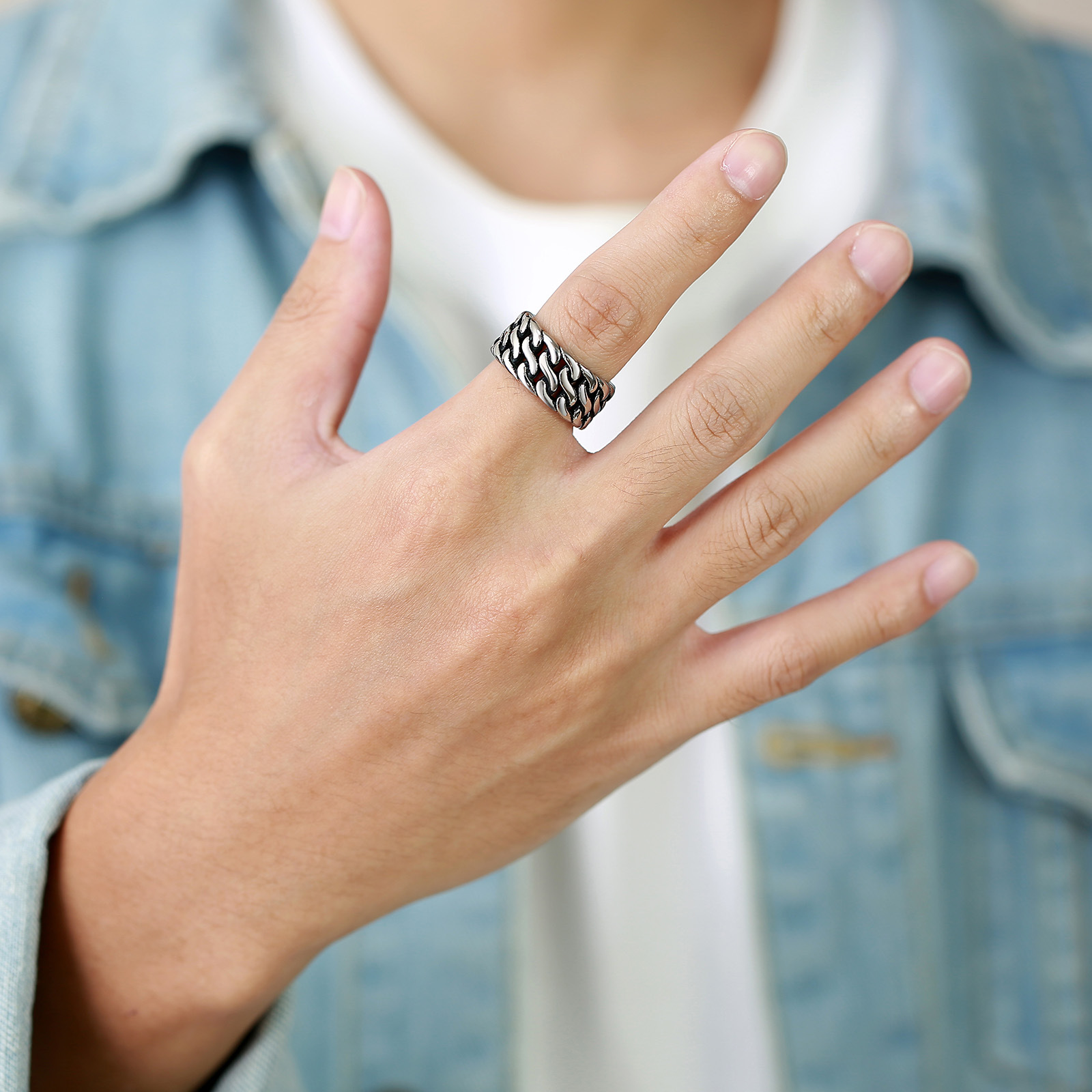 Hip-Hop Solid Color Titanium Steel Polishing Rings