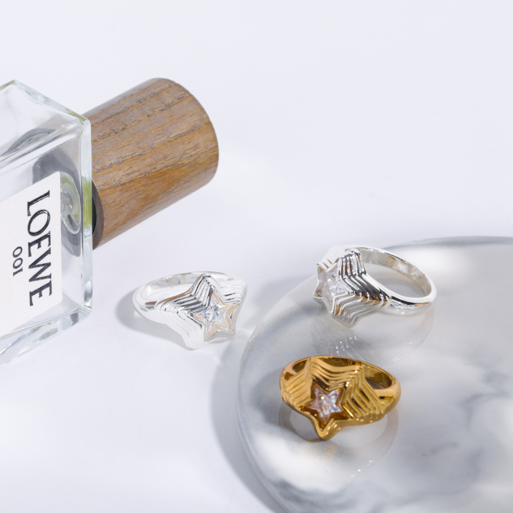 Fashion Star Copper Plating Inlay Zircon Rings 1 Piece