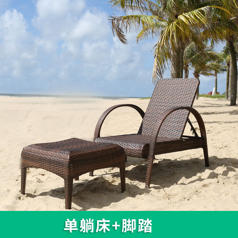 Al Aire Libre acostado cama de ocio balcón al aire libre patio piscina ratán reclinable interior Hotel piscina área de descanso reclinable