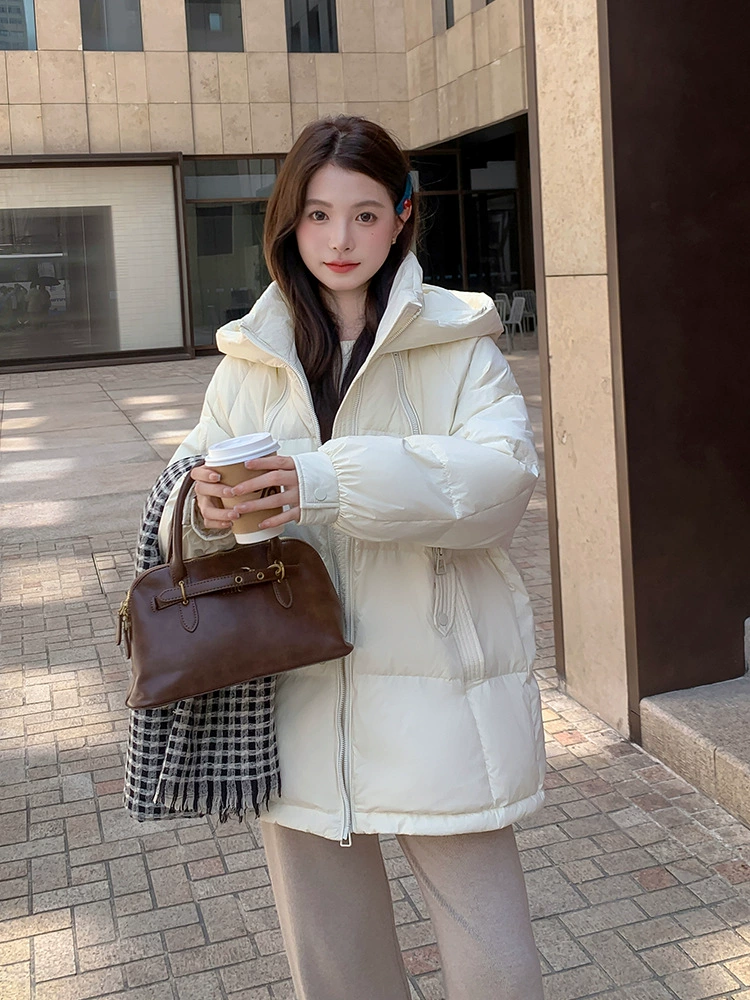 Down jacket with hood, Korean style, plus size