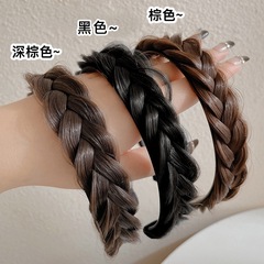 Lazy High Crown Wig Braided Mohawk Headband Handmade Fishbone Braid Hairpin Headband with Toothed Anti-Slip