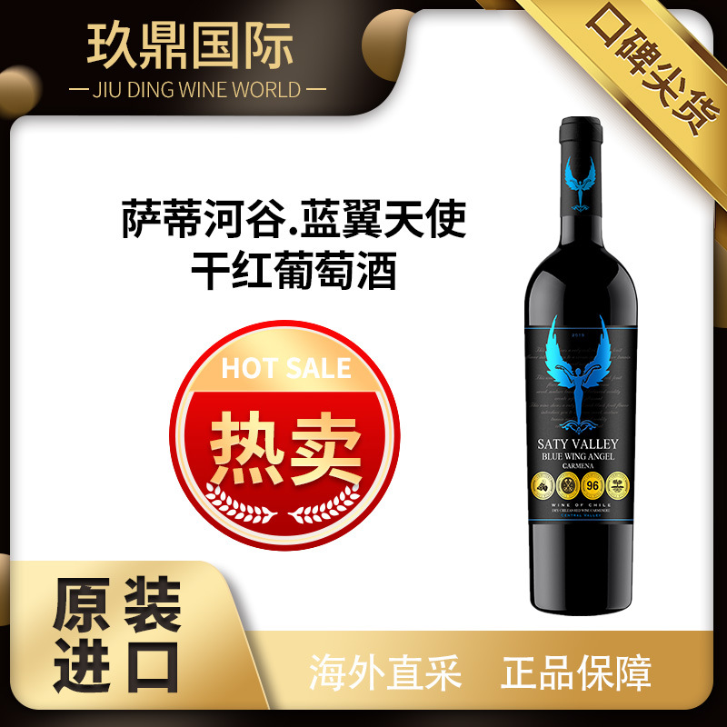 智利蓝翼天使萨蒂河谷原装进口佳美娜瓶装红葡萄酒智利红酒