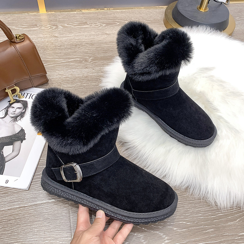 Snow boots for women, plush and thickened autumn and winter new soft soled women's shoes, warm cotton shoes, large_voghion.com