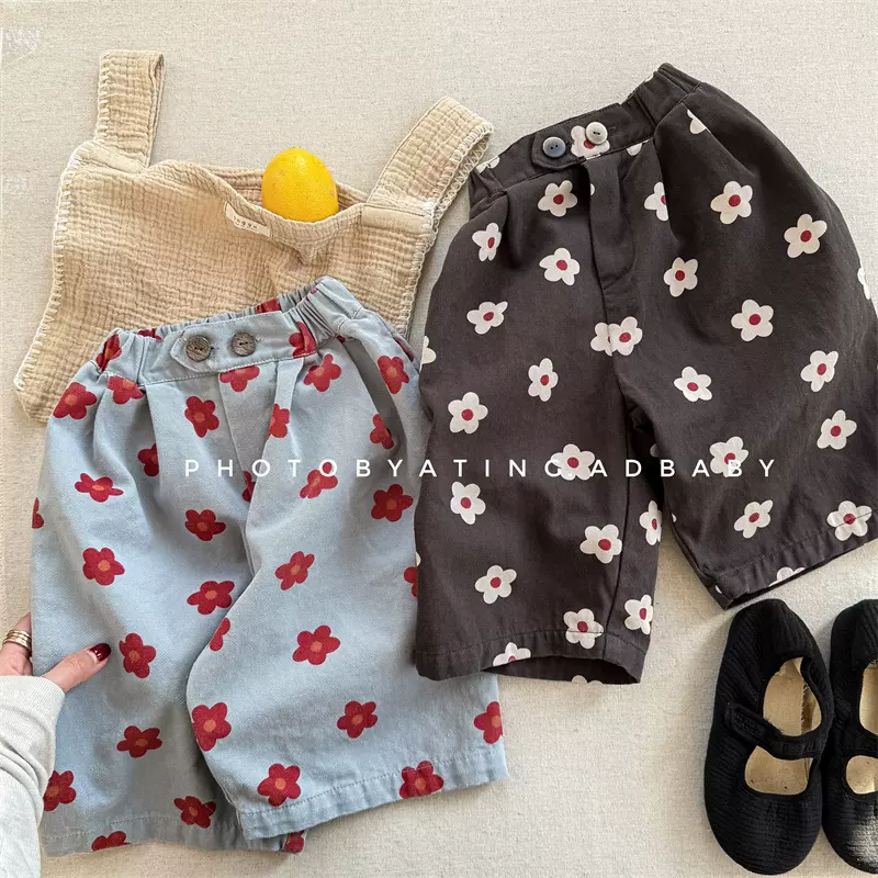 2026湖州织里童装春季女童韩版春秋装七分裤中裤男童防蚊裤子6095