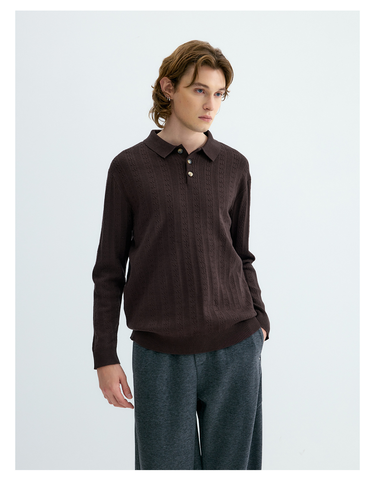 UNF Cable-Knit Polo Sweater