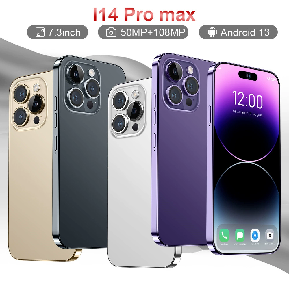 Мобильный телефон I14 Pro Max, процессор Intel Core i14, 7,3-дюймовый полноэкранный дисплей, 8000 мАч