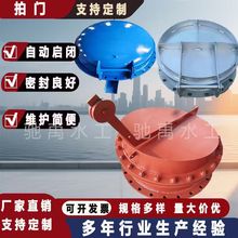 铸铁拍门侧翻式圆形不锈钢拍门泵站浮箱式防倒灌对开式铸铁拍门