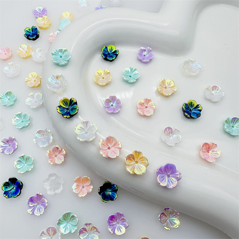 New online celebrity nail shell flower nail DIY decorative nail jewelry magic color small Bowl flower AB color jewelry accessories