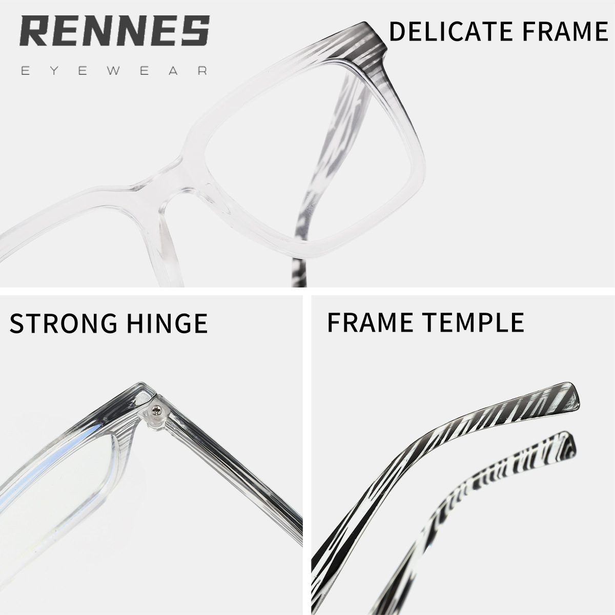 Nuevo estilo transfronterizo coreano rectángulo de contraste de color a prueba de luz azul espejo plano para estudiantes masculinos y femeninos gafas de montura de miopía Glasses