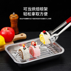 不鏽鋼瀝油盤濾油盤漏油托盤長方形油炸炸雞炸串刷料控油盤子商用