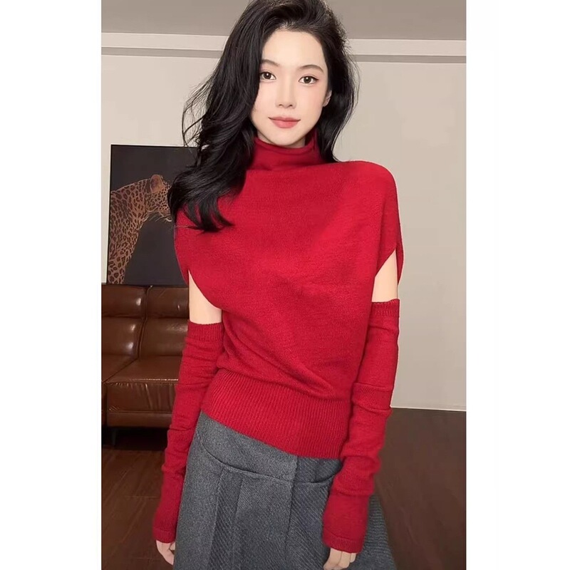 Christmas and New Year Batwing Sleeve Turtleneck Sweater for Women, Autumn and Winter High-End Knit Top, Foreign Trade Taiwan In-Stock Christmas and New Year Batwing Sleeve Turtleneck Sweater for Women, Autumn and Winter High-End Knit Top, Foreign Trade Taiwan In-Stock