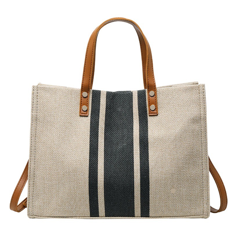 Maletín portátil de estilo coreano para mujer bolso de hombro simple rayado de cercanías profesional ins bolsa de lona de gran capacidad
