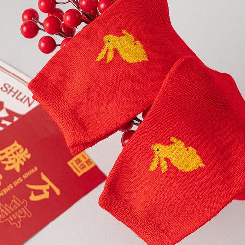 Year of the Dragon socks, animal year red socks, women's blessing mid-tube socks, short socks, men's socks, red couple socks, wedding socks, wholesale winter