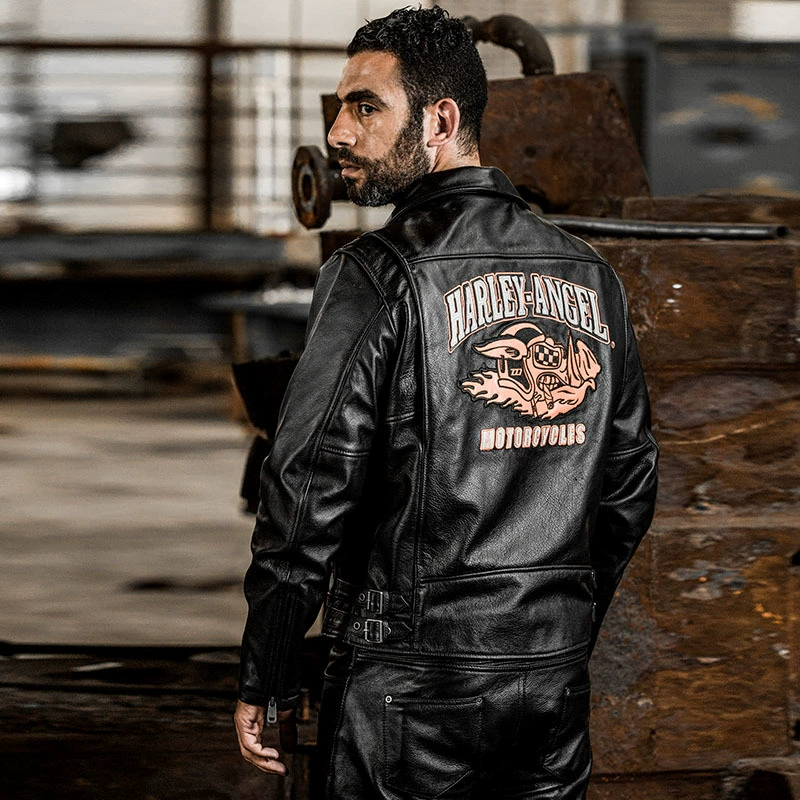 Кожаное пальто Harleyangel мужское, прямая поставка производителей Harley HA-38, куриная кожа, кожаная куртка