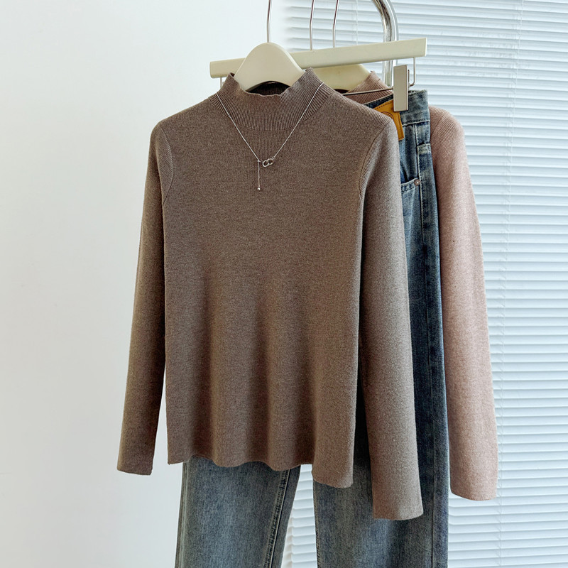 商品详情图_实拍原版半高领打底衫秋冬新款羊毛针织衫女百搭洋气