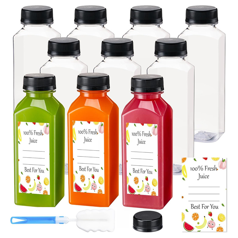 Spot Wholesale botellas de bebida cuadradas de 500 ml, material alimenticio PET, botellas de plástico, zumos, sopa de ciruela ácida, botellas de té cold brew