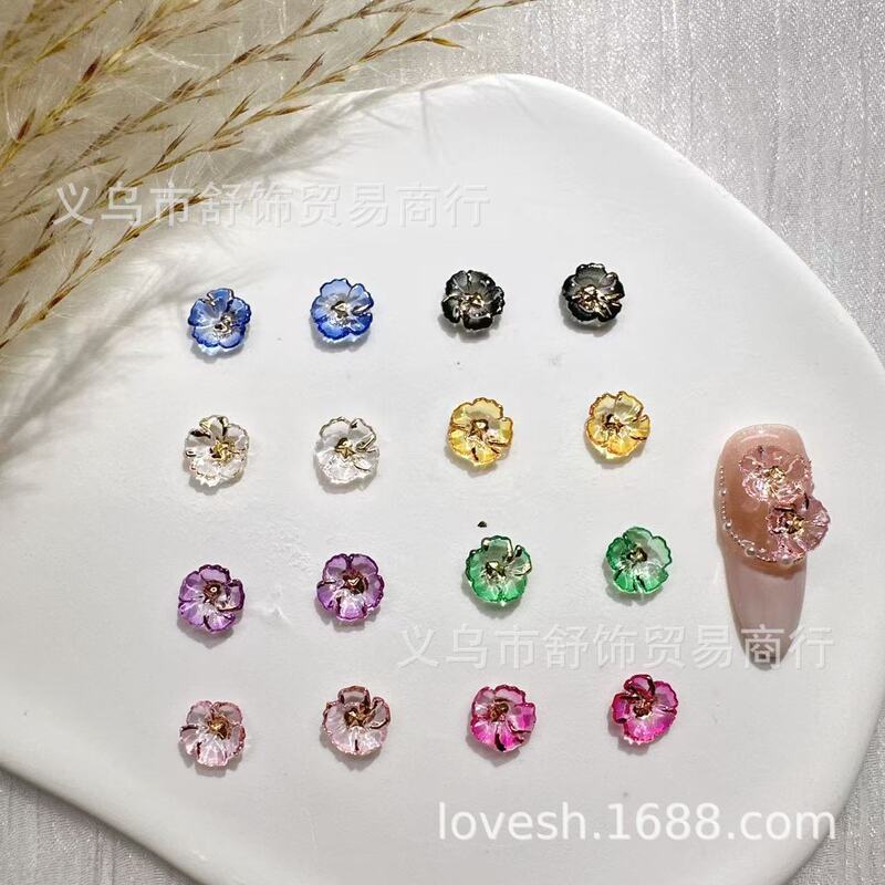 Little Red Book's Same Style 8mm Gilt Bowl Flower Nail Art Jewelry Super Flash Japanese Style Flower Nail Decoration Transparent Nail Art Diamond Little Red Book's Same Style 8mm Gilt Bowl Flower Nail Art Jewelry Super Flash Japanese Style Flower Nail Decoration Transparent Nail Art Diamond