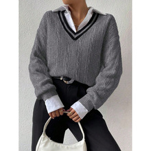 N 91546 V-neck Twist Sweater V ���黨��֯���羳����ͨ��