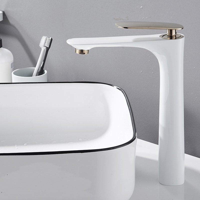 Cross-border straight hair black faucet bathroom toilet bathroom basin height basin hot and cold faucet
