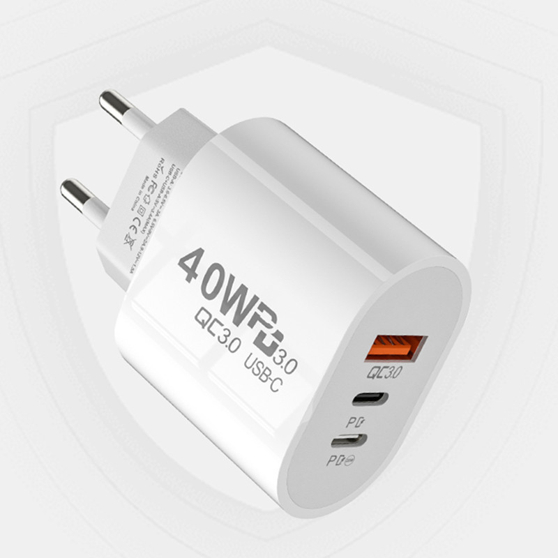 40W Charger 2Pd+Usb Suitable for Apple 15, Huawei and Android Phones, Us and European Standard Type-C Power Adapter 40W Charger 2Pd+Usb Suitable for Apple 15, Huawei and Android Phones, Us and European Standard Type-C Power Adapter