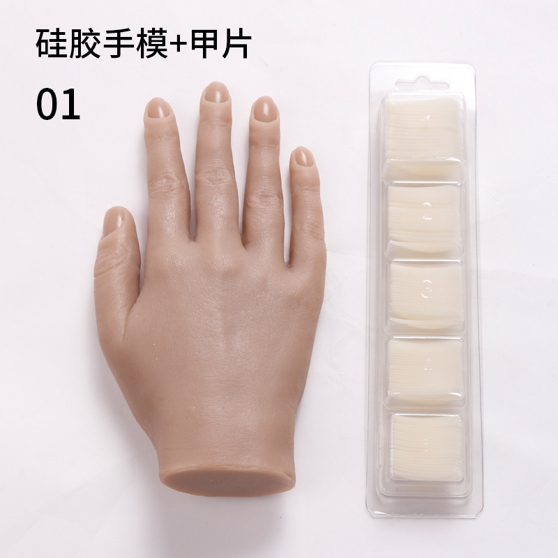 Ventas transfronterizas de manicuría de silicona pura práctica de mano modelo articulado flexible de manicuras de silicona modelo de mano artificial