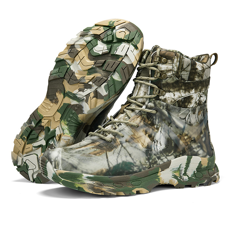 Hunting boots, mid-low hiking boots, large size outdoor shoes, non-slip camouflage army boots, combat boots for men, cross-border camping 5