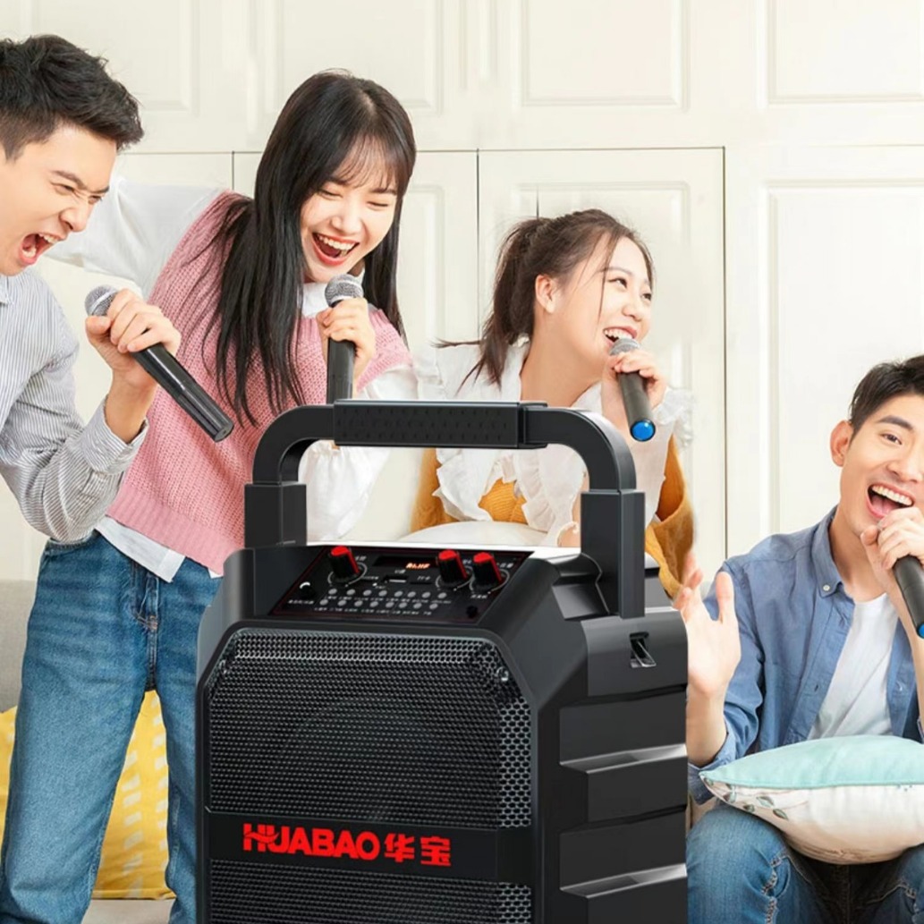 Huabao ポータブル Bluetooth スピーカー ハイパワー スクエア ダンス スピーカー ワイヤレス マイク Bluetooth カラオケ スピーカー 屋外再生