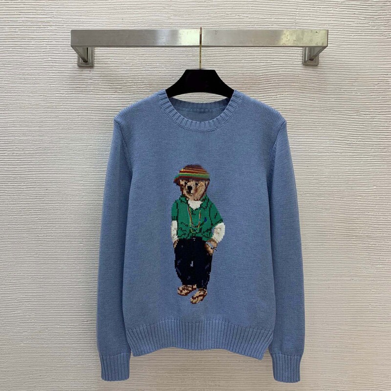 25% Wool Blend Rainbow Fisherman's Hat with Bear Pattern, Crew Neck Pullover Long-Sleeve Knit Top 25% Wool Blend Rainbow Fisherman's Hat with Bear Pattern, Crew Neck Pullover Long-Sleeve Knit Top