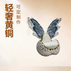设计师精灵翅膀艺术单人沙发轻奢鎏金蛋壳椅个性客厅网红休闲椅
