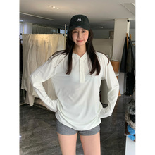 SROOM十三行长袖T恤女德绒打底衫25春秋季内外穿亨利领纽扣上衣