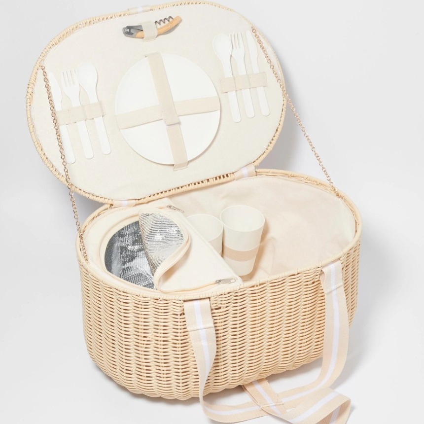 Comercio exterior personalizado canasta de picnic de caña canasta de regalo canasta de frutas con regalo de mano canasta de picnic de mano