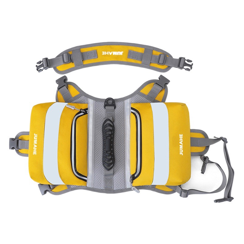 Jumahe Pet Outdoor Dog Backpack, Double Pocket Dog Snack Backpack, Saddlebag for Medium and Large Dogs