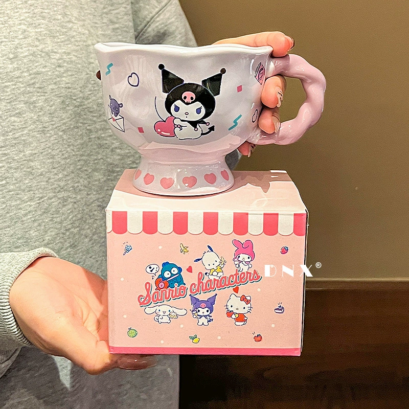 Керамическая кружка Sanrio с высоким основанием, кружка для воды дома, офисная кружка красивого вида, женская