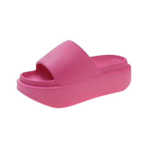 EVA Thick Sole Slides for Women, Summer 7CM Versatile Outdoor Wear Heels, Soft Sole Home Beach Cross-border Cool Slides Wholesale