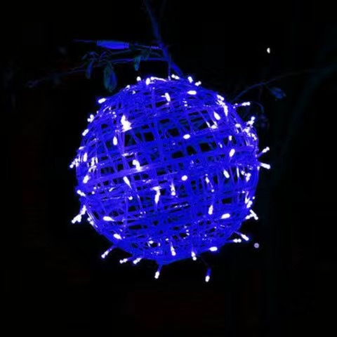 Lámpara decorativa LED lámpara de bola impermeable al aire libre paisaje lámpara de árbol colgante Navidad vacaciones iluminación proyecto ratán bola lámpara cadena