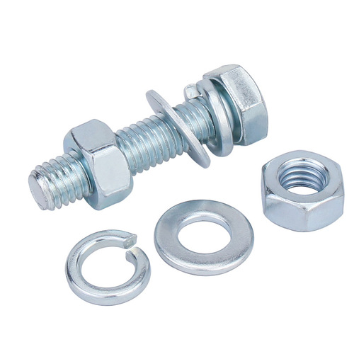 Zinc 4.8 grade external hexagonal bolt flat washer spring washer 10cm screw nut set M6M8M10M10M20 wholesale