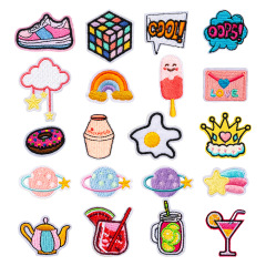 ミニ小型刺繍布ステッカーピンクトレンディな要素コンピュータ刺繍スタンプ服靴箱装飾パッチステッカー