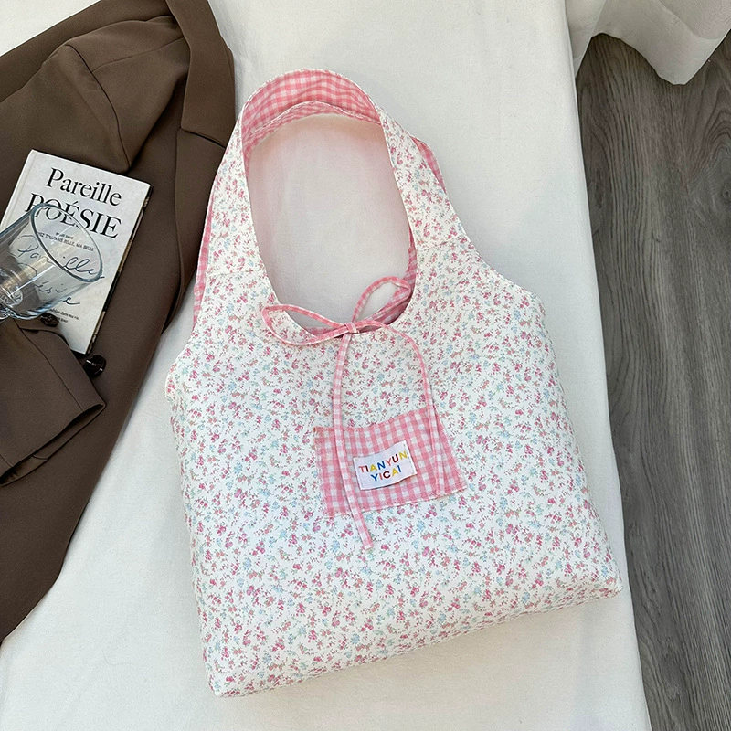 Корейская сетчатая цветочная художественная холщовая сумка-жилет с цветочным принтом, сумка-фея, студенческая большая вместительная сумка через плечо