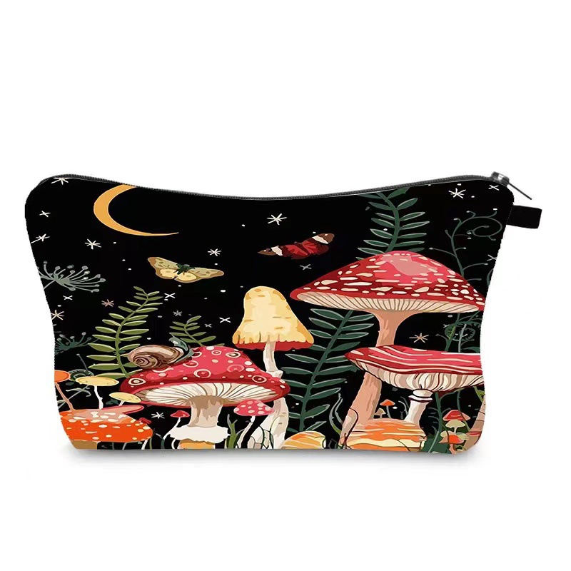 Transfronterizo Amazon nuevo maquillaje pintado bolsa de impresión de lino impermeable doble cara bolsa de almacenamiento