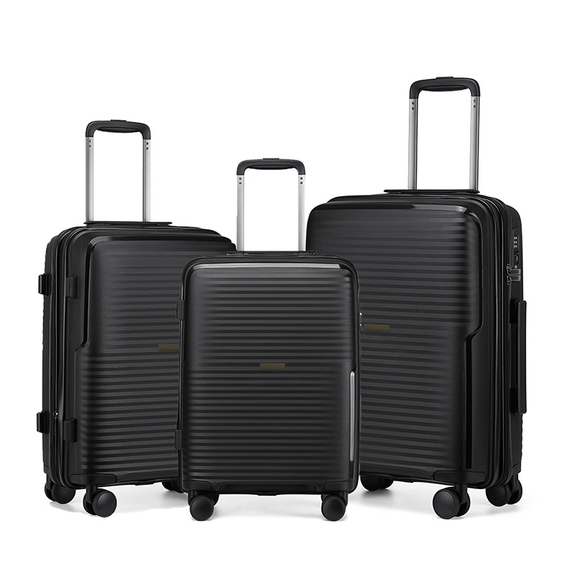 Bộ ba vali du lịch Quảng Châu 20-24-28 inch, vali xách tay bánh xe đa năng, vali da mở rộng khóa TSA — Màu đen, Màu xanh đậm, Màu xám chi tiết 9