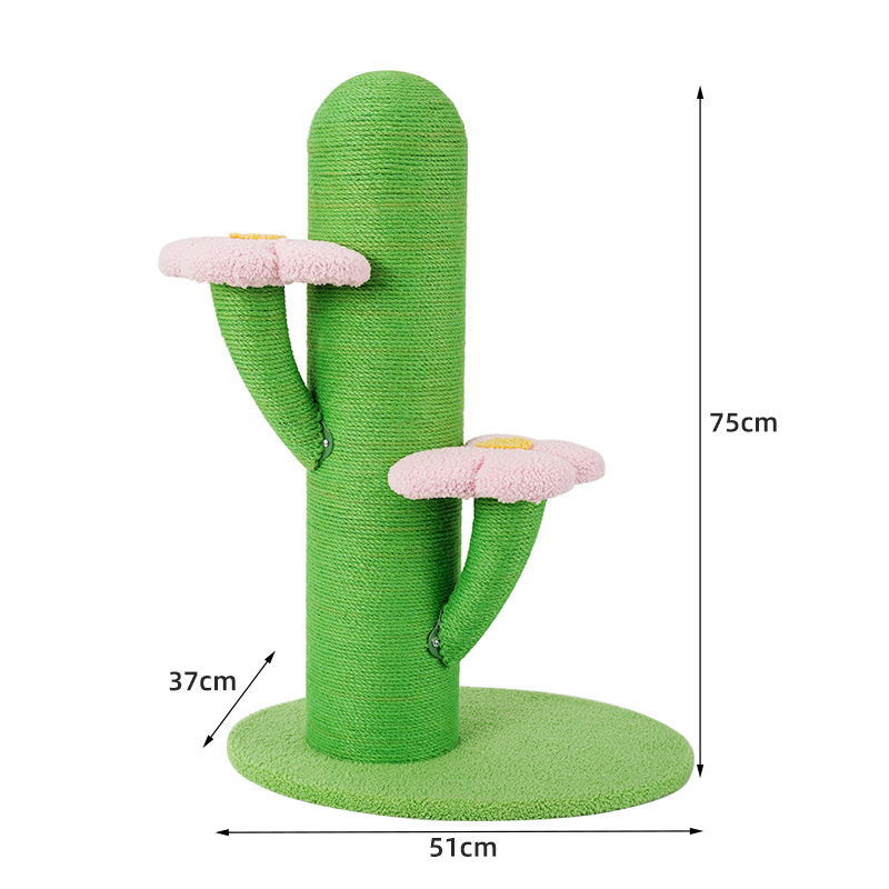 Marco de escalada para gatos personalizado, columna de agarre para gatos de sisal, árbol de gato de cactus grande, garra de molienda vertical, plataforma de salto integrada, tabla de agarre para gatos